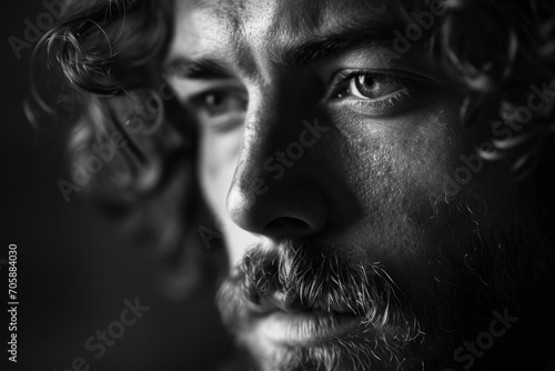 Monochrome Portrait of a Thoughtful Man.