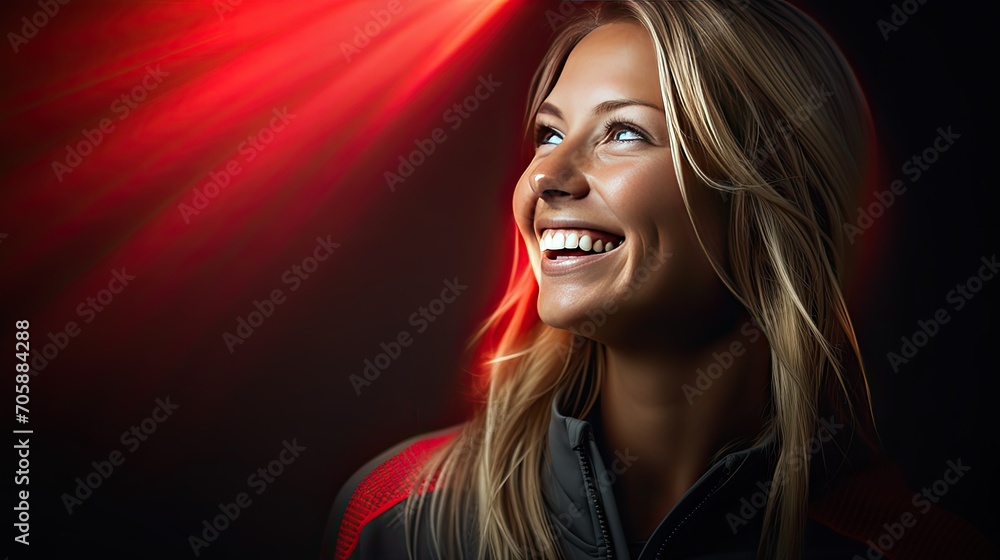 Close-up of a female athlete in sportswear. The athletic young woman. Beautiful girl in tracksuit. Concept of sport, natural beauty and active lifestyle. Illustration for cover, interior design, ad