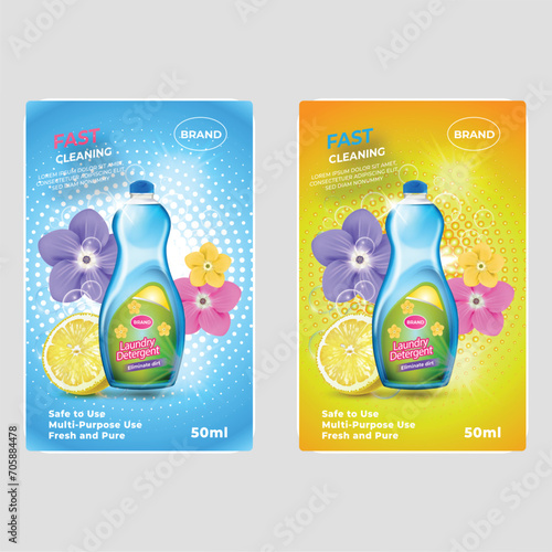 Fast cleaning and fresh wash laundry detergent labels