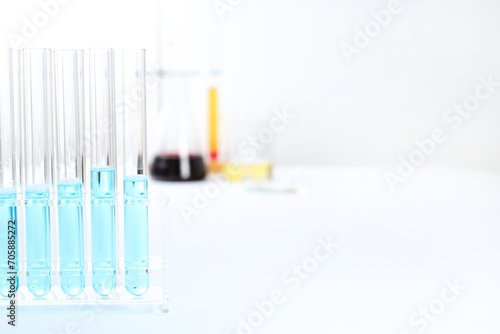 laboratory equipment on a laboratory table on a white background during the experiments