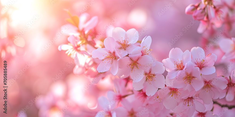 夕日を浴びる桜