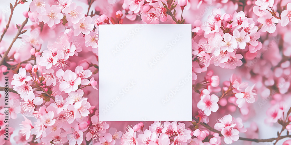 満開の桜を背景したメッセージカード