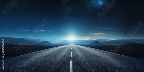 Photo road by desert and mountain against sky in moon with blue sky and moon background