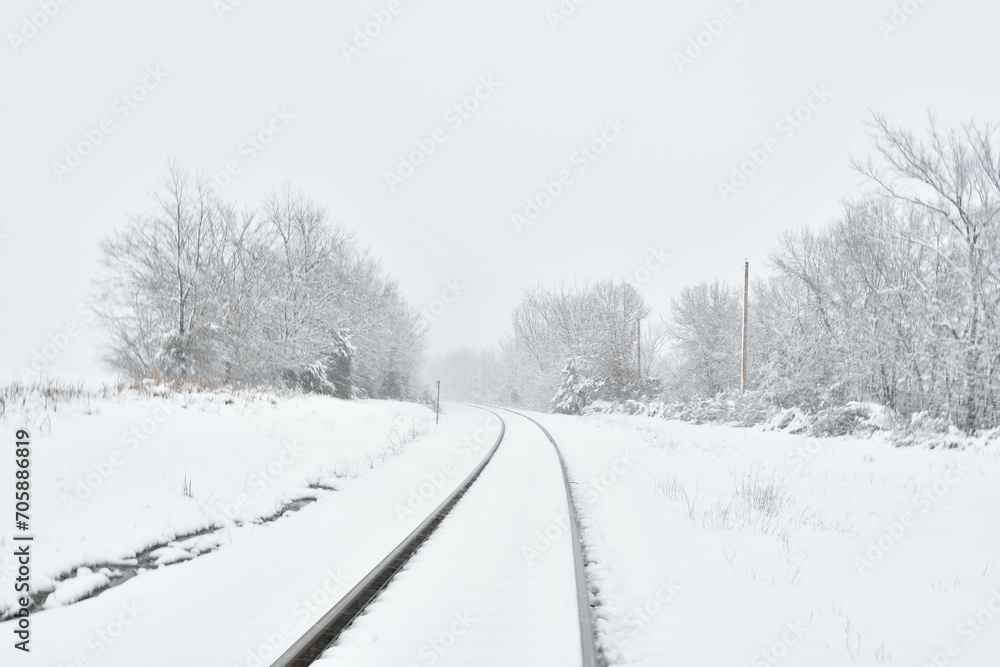 Snowy Train Tracks