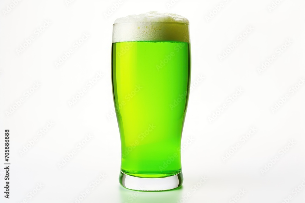 Glass of cold green beer on white background. Saint Patrick's Day Glass of cold green beer on white background. Saint Patrick's Day