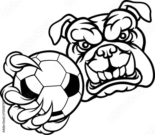 Bulldog Dog Soccer Football Ball Sports Mascot