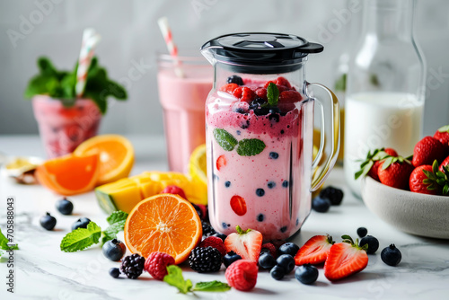 smoothie with fresh berries and fruits
