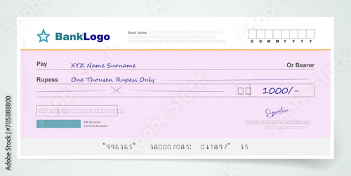 Elegant Bank Check Vector Template with Modern Design
