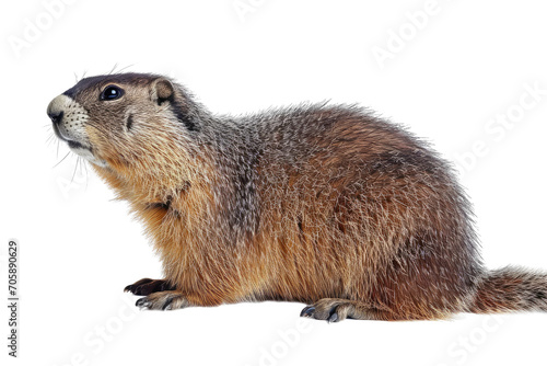 Portrait of Marmot isolated on transparent png background, Animal in the jungle, wildlife and habitat concept, Environmental Conservation. © TANATPON