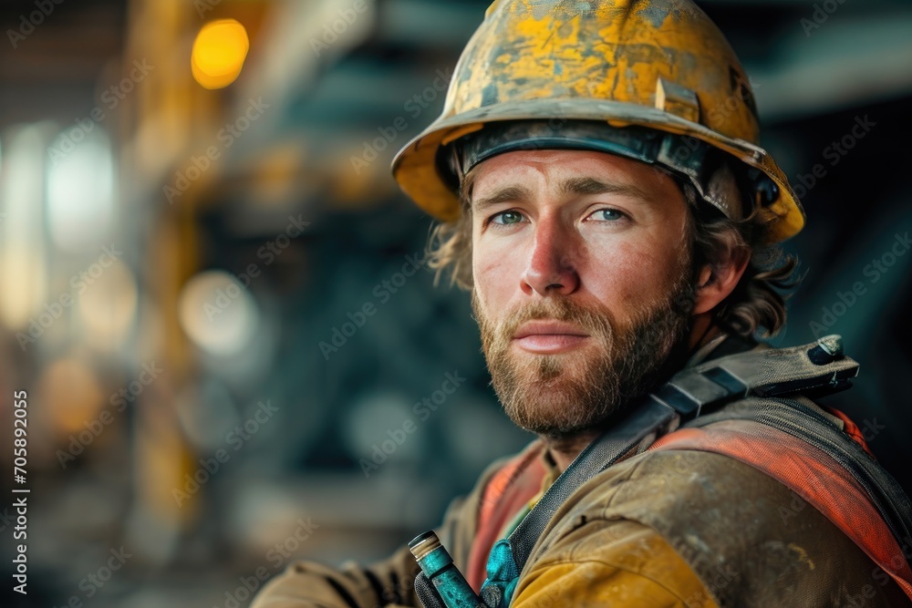 Confident construction worker in construction site Confident construction worker in construction site