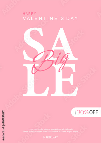 Valentines day vector flyer template with 30% sale and discount special offers.Vector illustrations for social media banners and website. Happy valentine design vector.