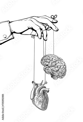 Conflict of mind and heart, two ways of love or logic photo