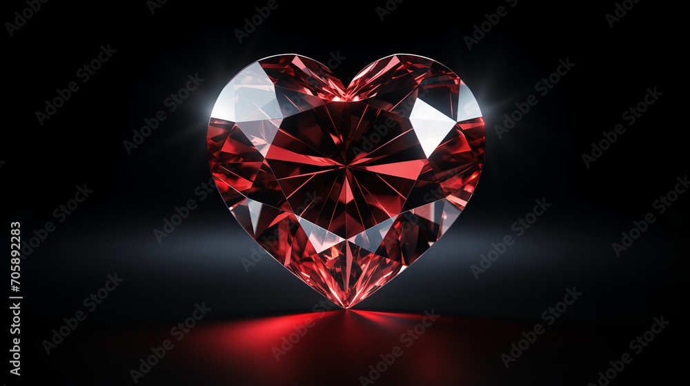 A heart-shaped red diamond on a black background.
