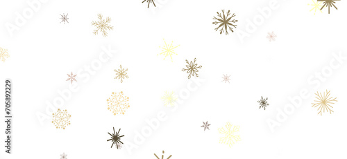 new year pattern. Christmas theme, golden openwork shiny snowflakes, star, 3D rendering.