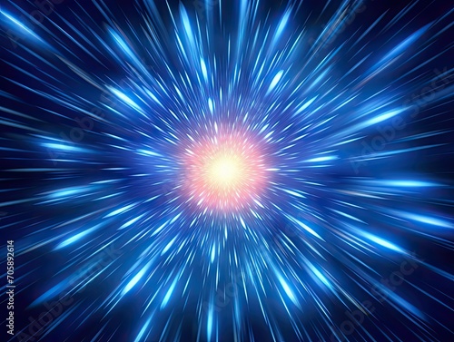 Blue Star Burst on Black Background - Stunning Visual Explosion in Deep Space