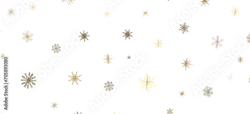 new year pattern. Christmas theme, golden openwork shiny snowflakes, star, 3D rendering. © vegefox.com