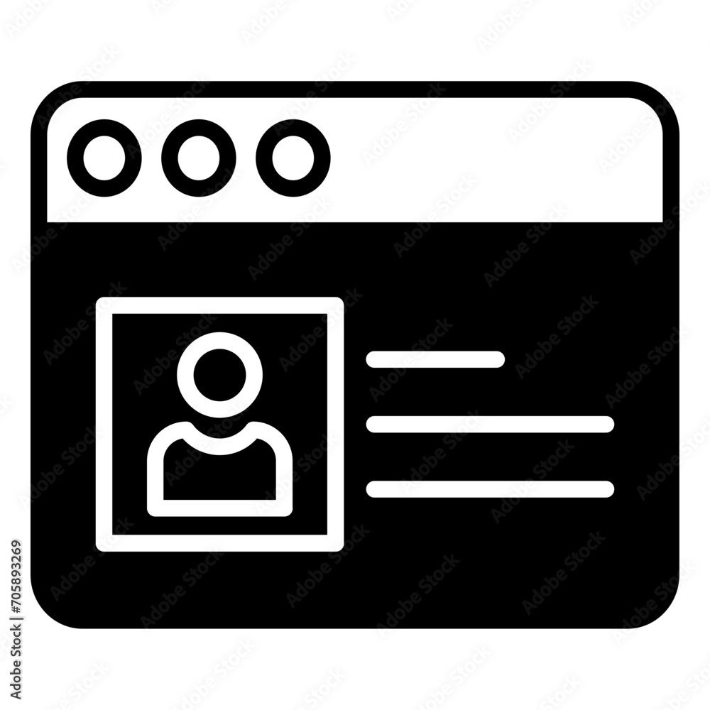 Profile Website solid glyph icon Profile Website solid glyph icon