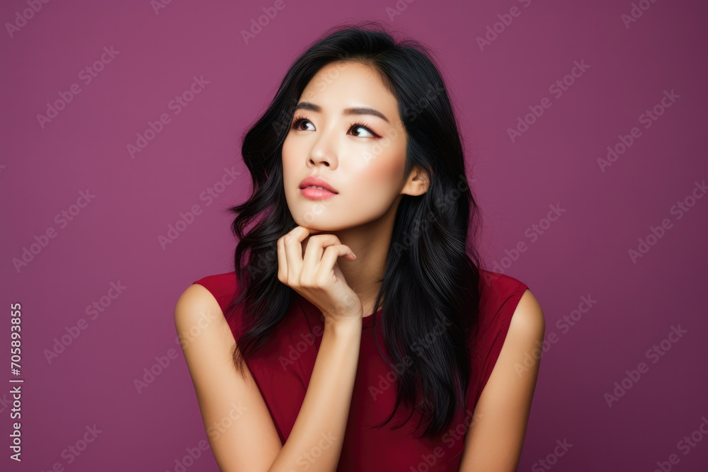 Female woman background young adult person asian isolated attractive pretty face portrait beauty