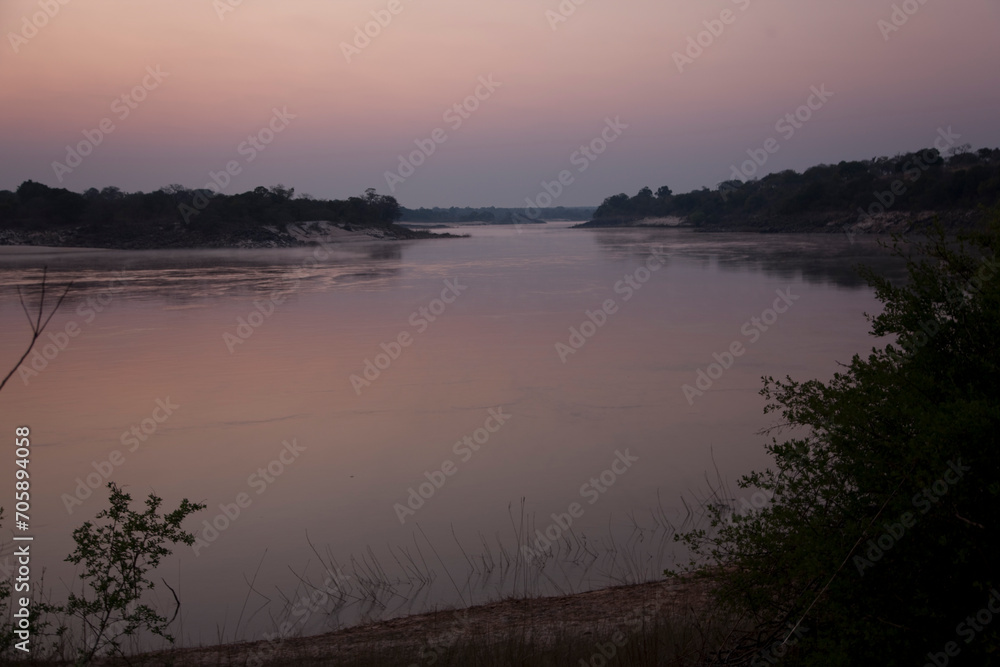 Zambia Zambezi River at dawn