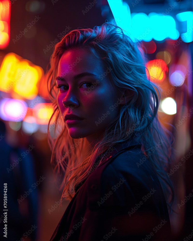Enigmatic blonde woman at night Enigmatic blonde woman at night