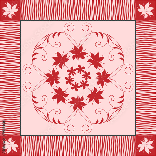 Vector geometric abstract floral pattern for design of hijab, shawl, tablecloth, pillowcases