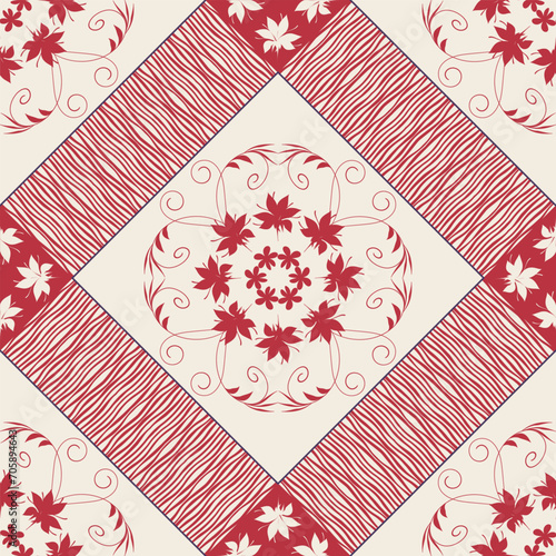 Vector seamless geometric abstract floral pattern for design of hijab, shawl, tablecloth, pillowcases