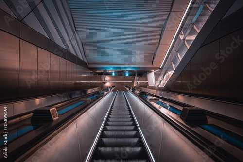 moving escalator in station