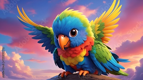Beautiful multi colour  macaw parrot on a tree branch, Cute beautiful bird wallpaper