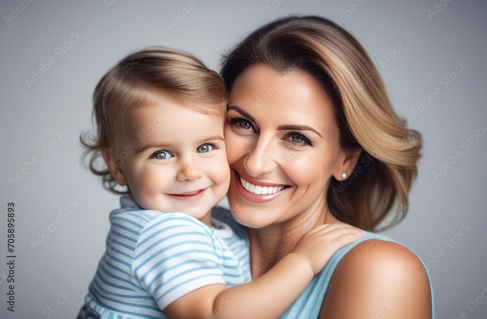 mother and daughter. A smiling child hugs his mother. The concept is the joy of motherhood. mother and daughter. A smiling child hugs his mother. The concept is the joy of motherhood.
