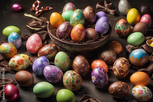 Springtime Symphony: Artistic Rendition of a Palette of Colorful Easter Eggs