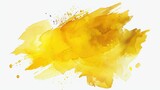 Close up of a vibrant yellow watercolor stain on a clean white background. Perfect for adding a pop of color to your designs