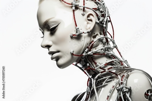 An attractive female cyborg in a futuristic look.