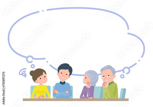 夫婦と両親が悩んでいるシーン。