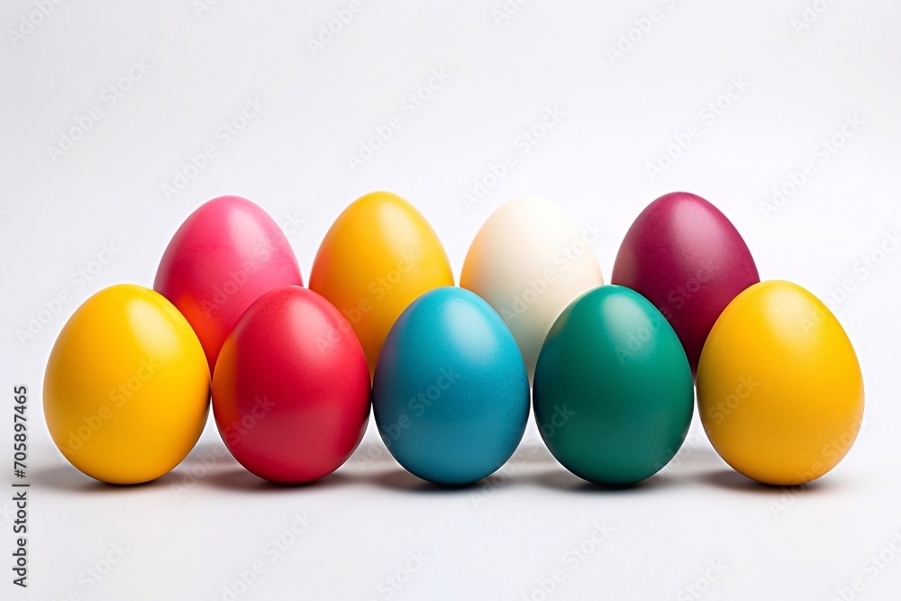 Colorful bright Easter eggs on a white background. Happy Easter. Colorful bright Easter eggs on a white background. Happy Easter.