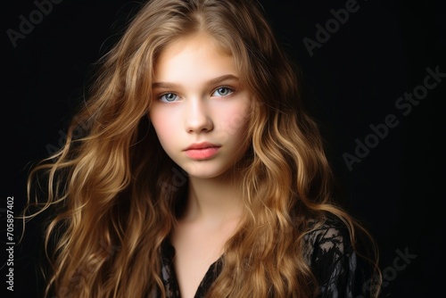 Sassy teenage girl model on a studio background.
