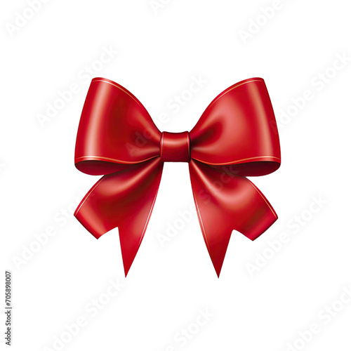 Red Ribbon bow isolated on transparent background.