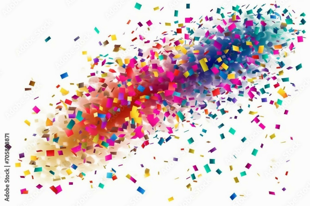 Vibrant confetti with a transparent background, perfect for framing or party decorations. Generative AI