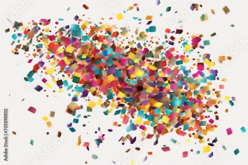 Vibrant confetti with a transparent background, perfect for framing or party decorations. Generative AI