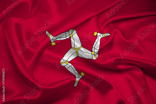 Flag of Isle of Man, Fabric flag of Isle of Man. Isle of Man National Flag, Fabric and Texture Flag Image of Isle of Man.