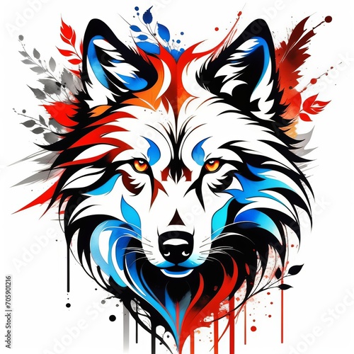wolf tribal tattoo created with generative AI software