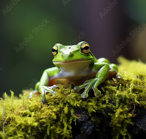 green frog on a leaf © Yulia