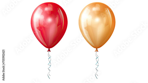 Flying colorful balloons isolated on transparent background.