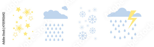 Flat Weather and Climate Icon and Symbol Vector Set
