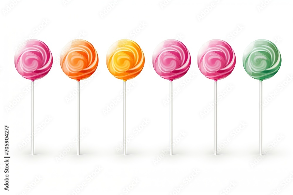 Colorful rainbow lollipops on white background Colorful rainbow lollipops on white background
