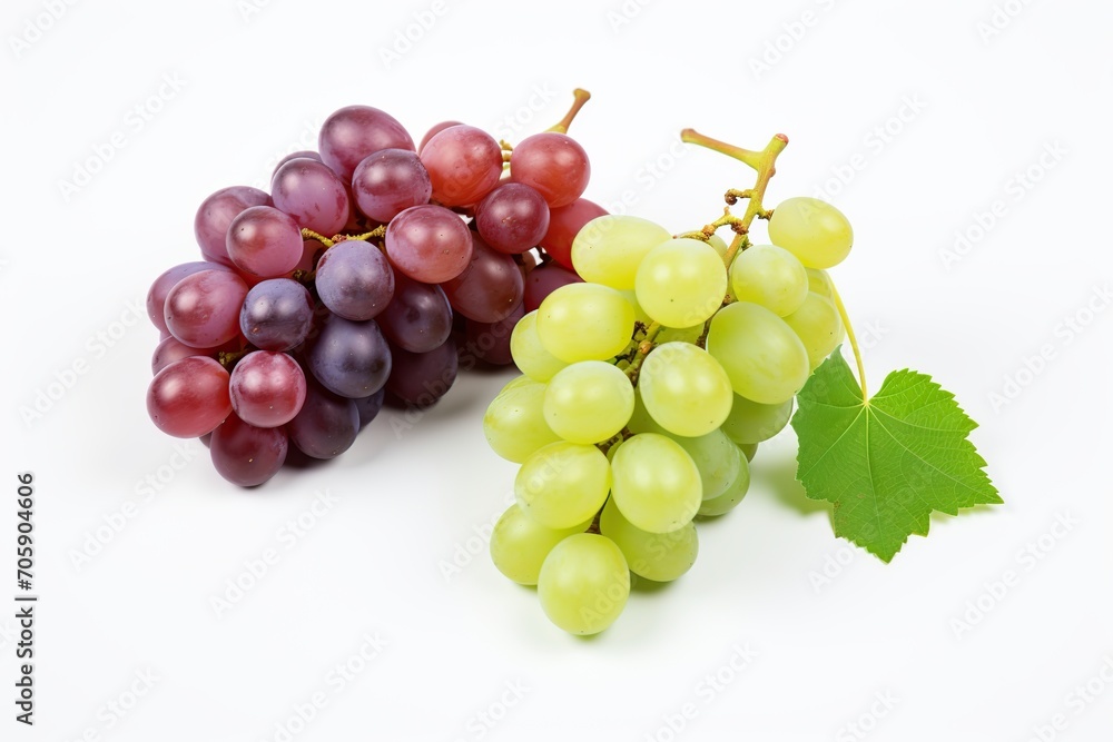 Ripe red and green grapes isolated on white background