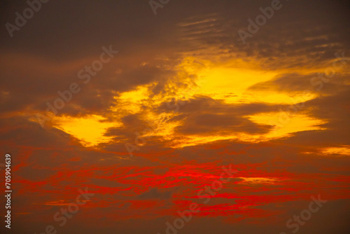 Attractive dramatic red sunset with cloudy sky