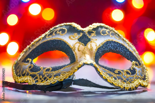 Carnival Party - Venetian Mask With Shiny Streamers- Masquerade Disguise Concept