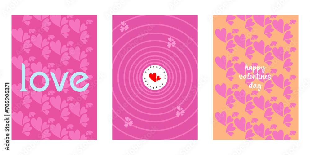 Fototapeta premium Creative concept of Happy Valentines Day cards set. Modern abstract art design with hearts, geometric and liquid shapes. Templates for celebration, ads, branding, banner, cover, label, poster, sales