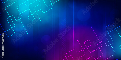 Digital technology futuristic internet network connection blue purple background, abstract cyber information communication, Ai big data science, innovation future tech, line dot illustration vector