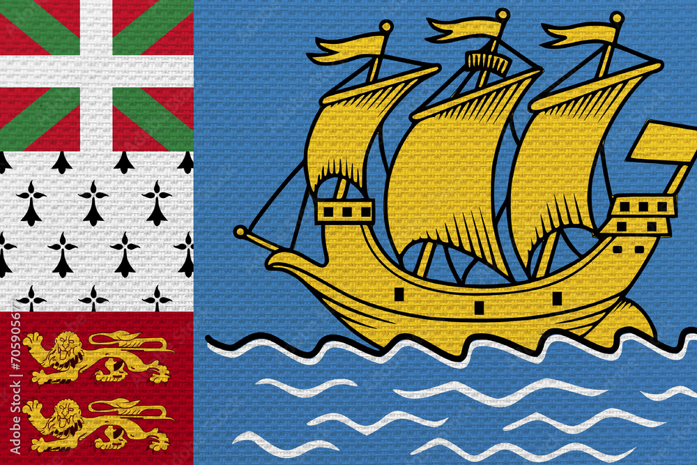 Flag of Saint Pierre and Miquelon, Fabric flag of Saint Pierre and Miquelon. Saint Pierre and Miquelon National Flag, Fabric and Texture Flag Image of Saint Pierre and Miquelon.